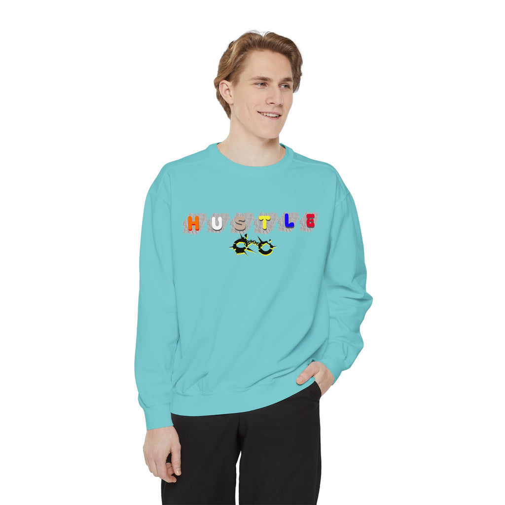 Hustle Block Letter Sweatshirt — Colorful Retro Graphic Crewneck