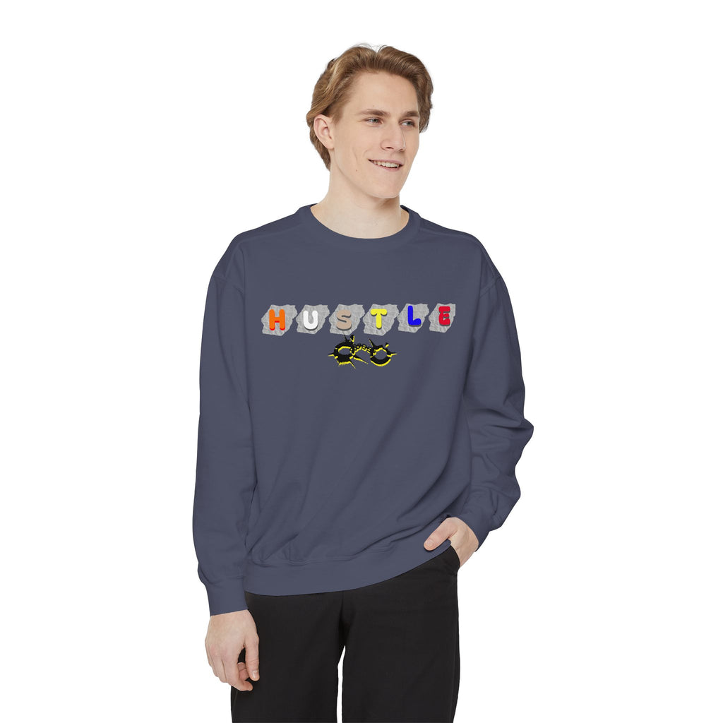 Hustle Block Letter Sweatshirt — Colorful Retro Graphic Crewneck