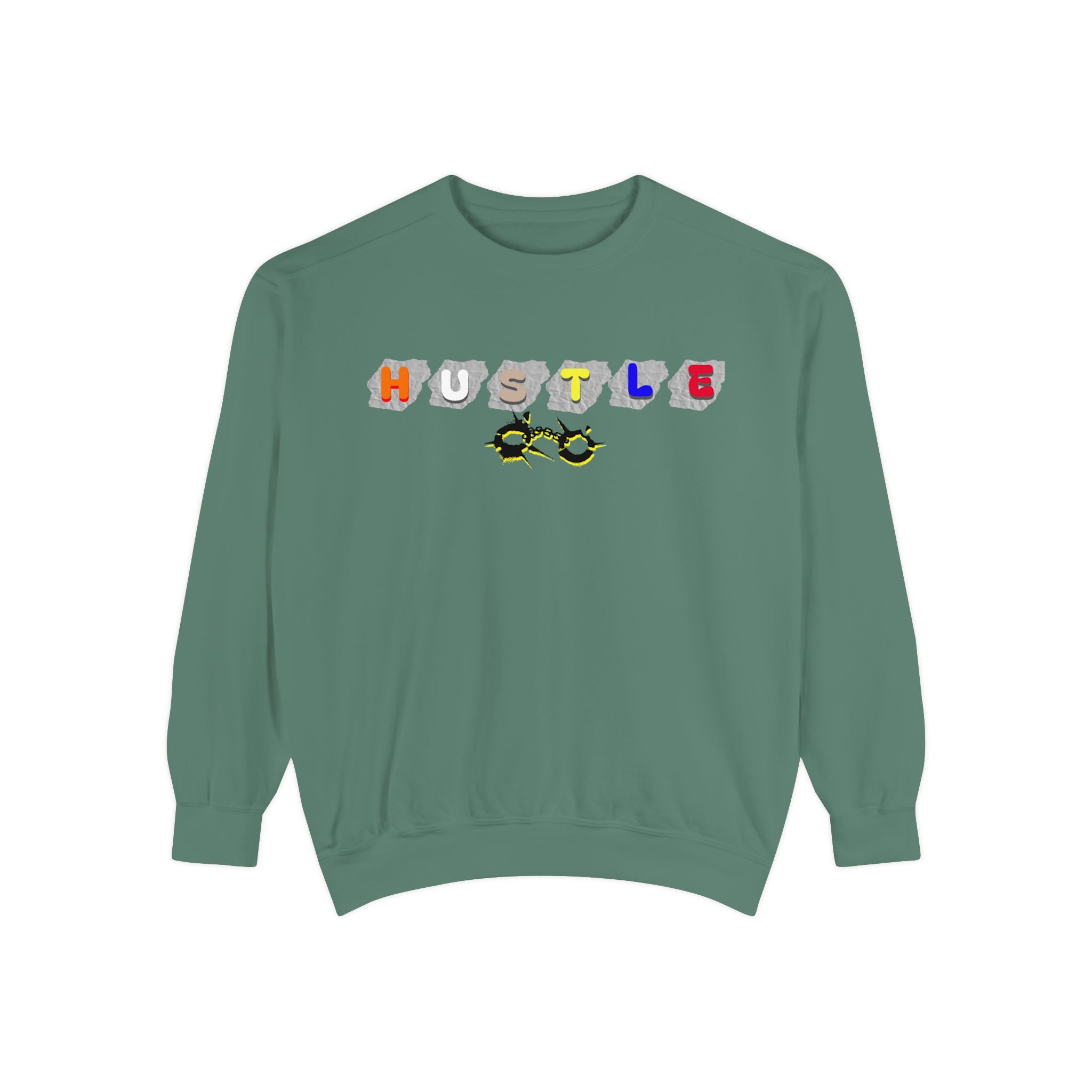 Hustle Block Letter Sweatshirt — Colorful Retro Graphic Crewneck