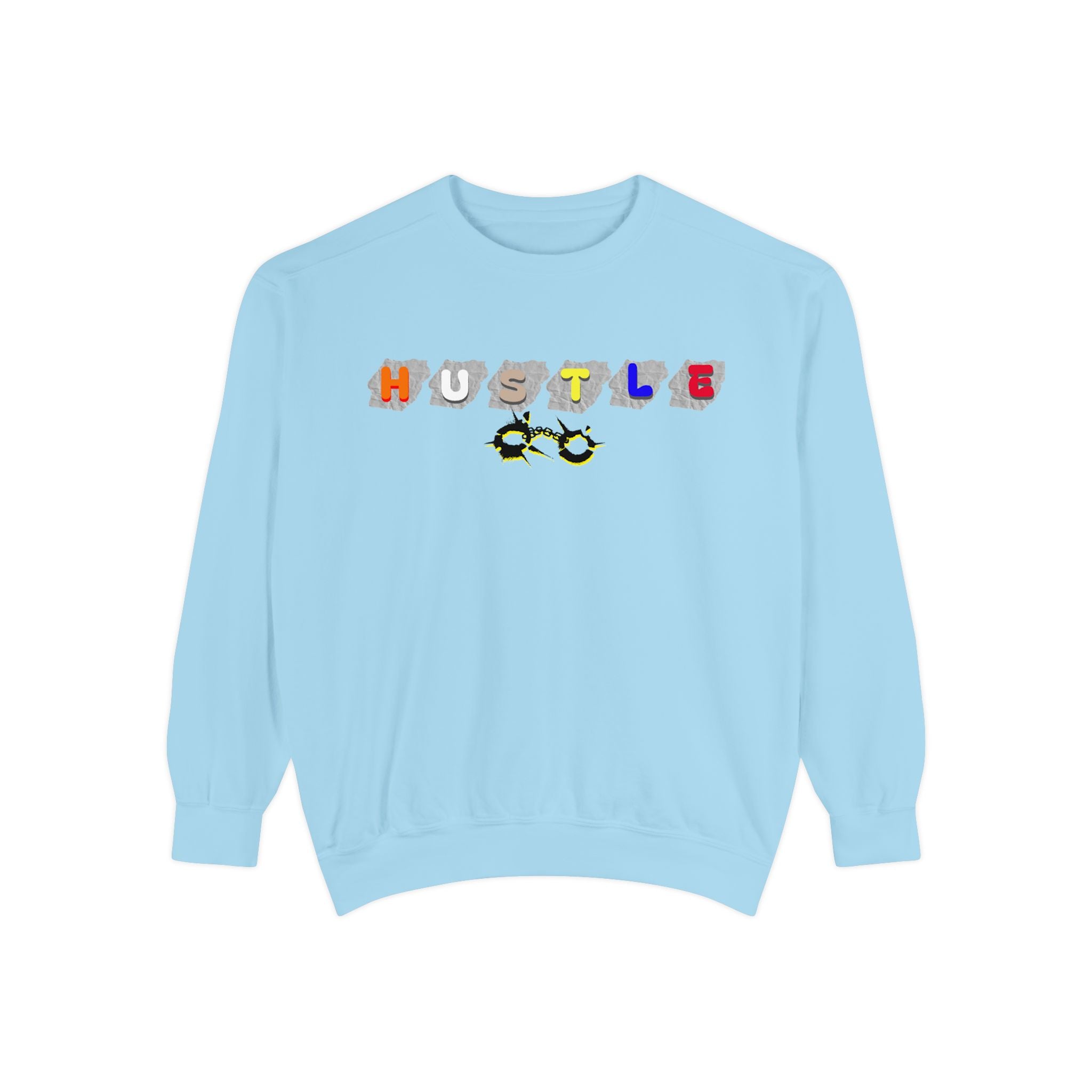 Hustle Block Letter Sweatshirt — Colorful Retro Graphic Crewneck