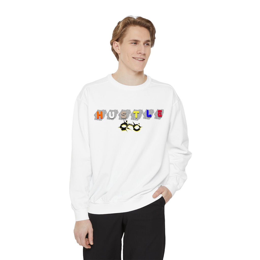 Hustle Block Letter Sweatshirt — Colorful Retro Graphic Crewneck