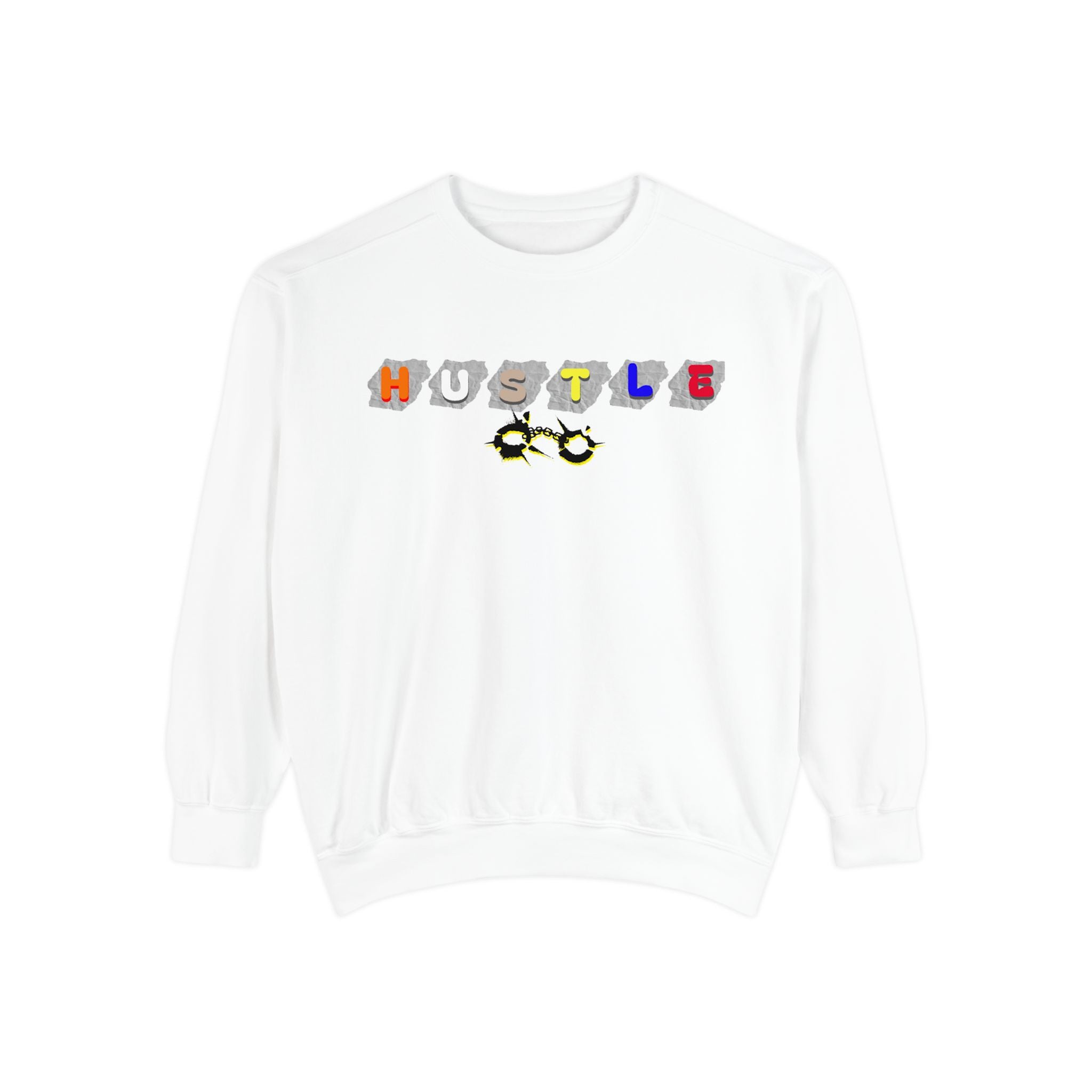 Hustle Block Letter Sweatshirt — Colorful Retro Graphic Crewneck