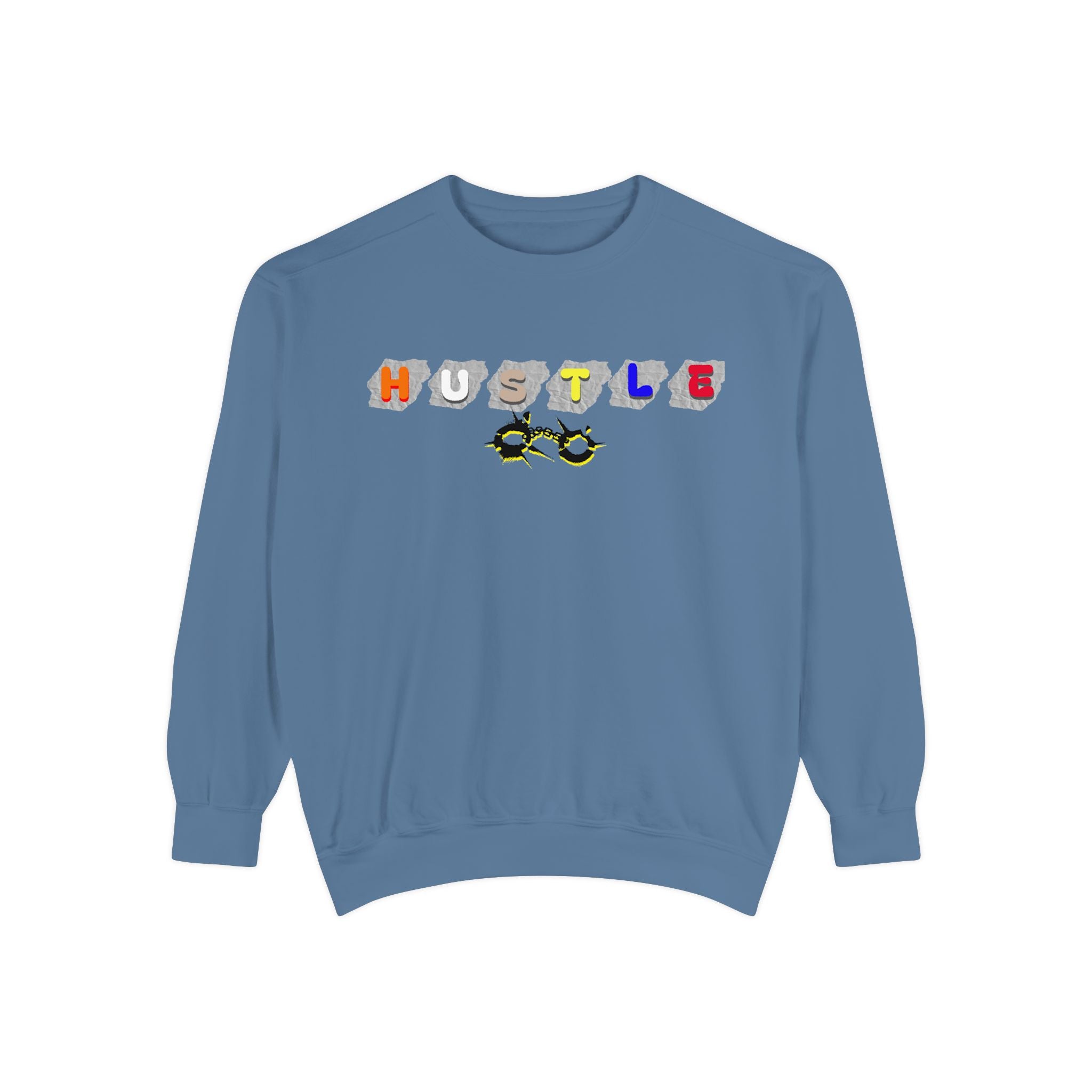 Hustle Block Letter Sweatshirt — Colorful Retro Graphic Crewneck