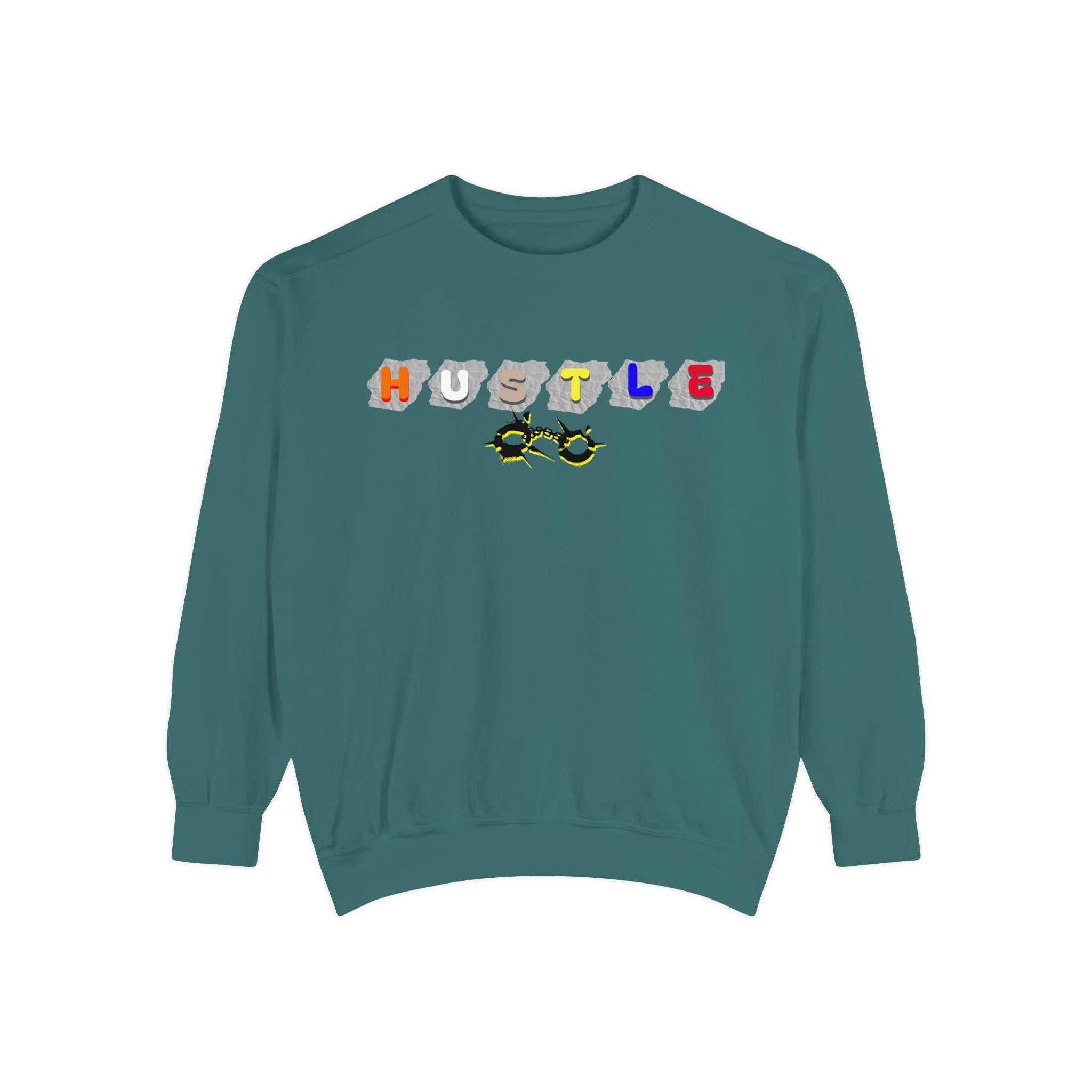 Hustle Block Letter Sweatshirt — Colorful Retro Graphic Crewneck
