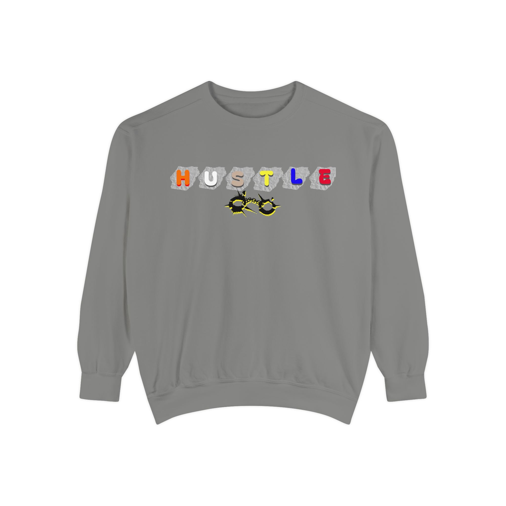 Hustle Block Letter Sweatshirt — Colorful Retro Graphic Crewneck