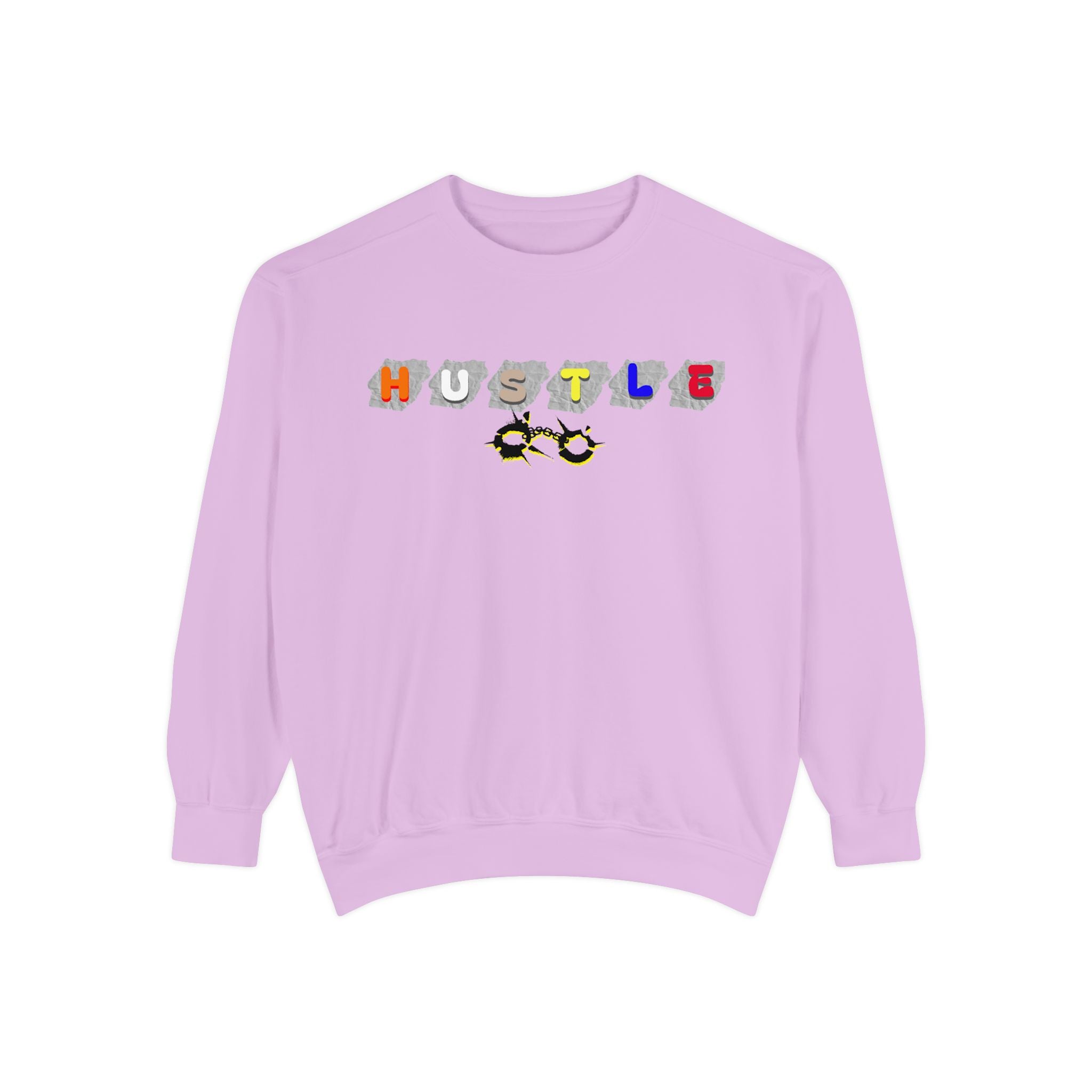 Hustle Block Letter Sweatshirt — Colorful Retro Graphic Crewneck