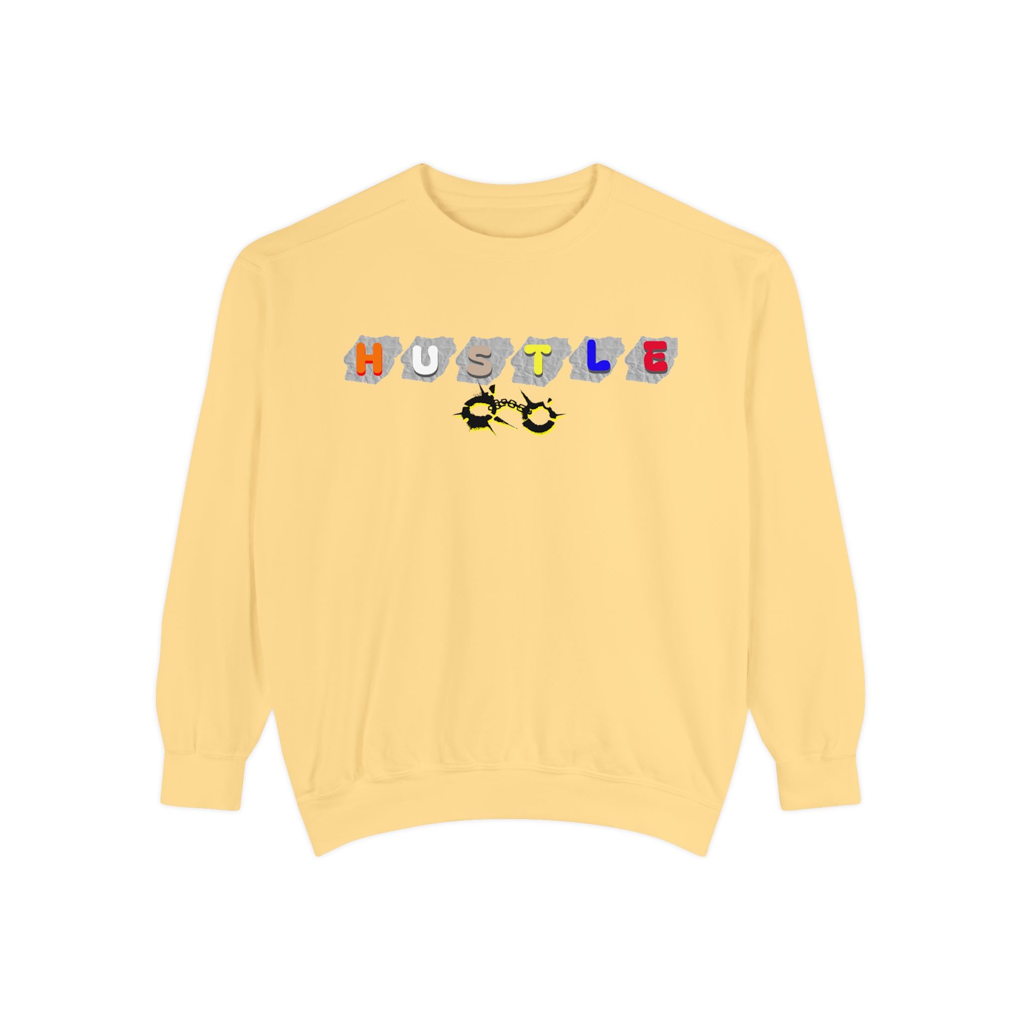 Hustle Block Letter Sweatshirt — Colorful Retro Graphic Crewneck