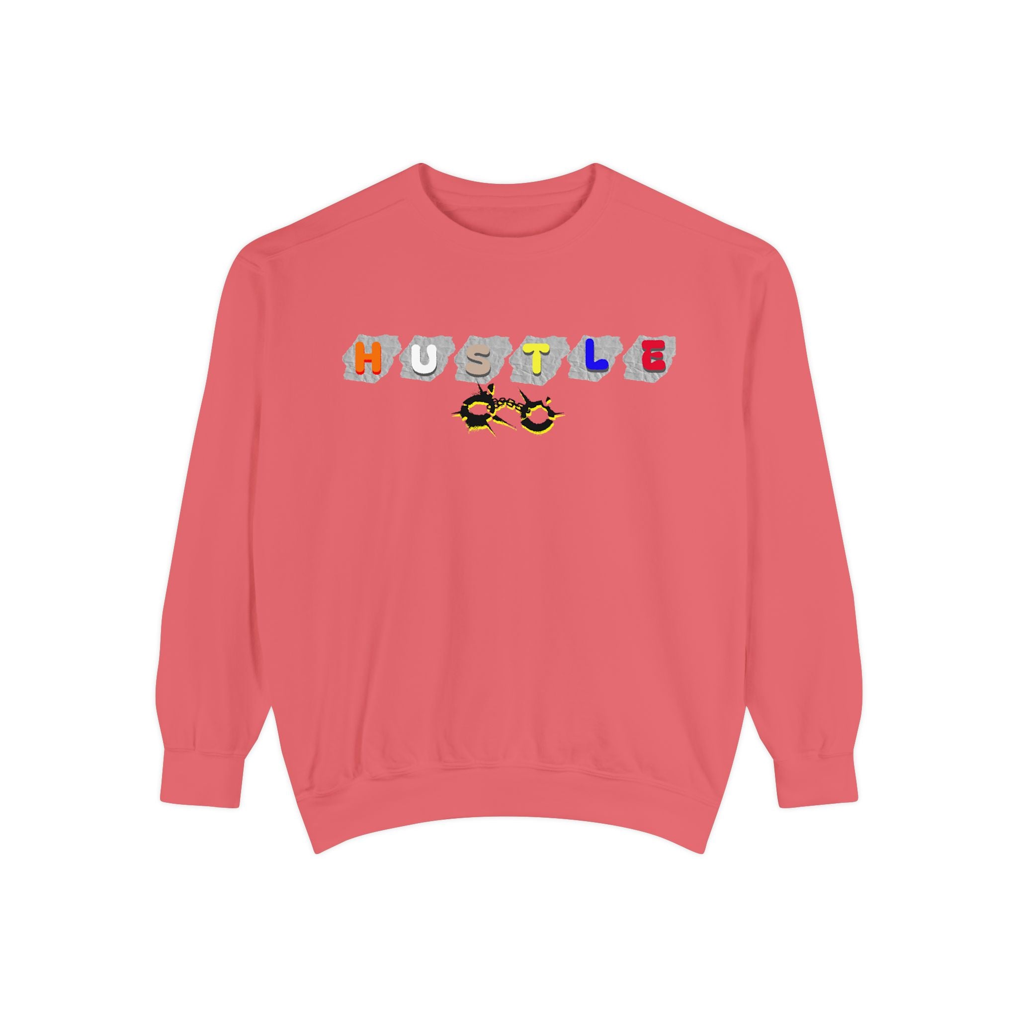 Hustle Block Letter Sweatshirt — Colorful Retro Graphic Crewneck