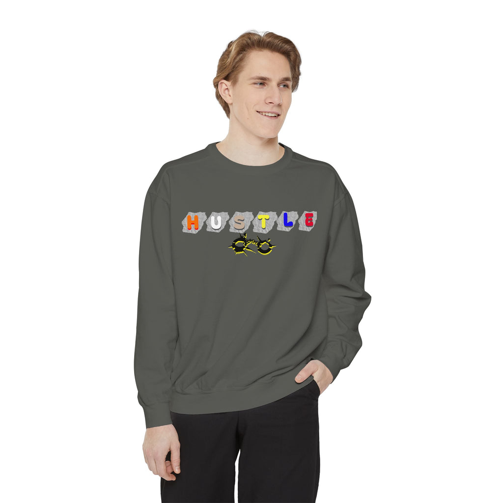 Hustle Block Letter Sweatshirt — Colorful Retro Graphic Crewneck