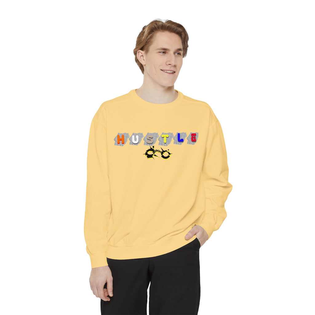 Hustle Block Letter Sweatshirt — Colorful Retro Graphic Crewneck