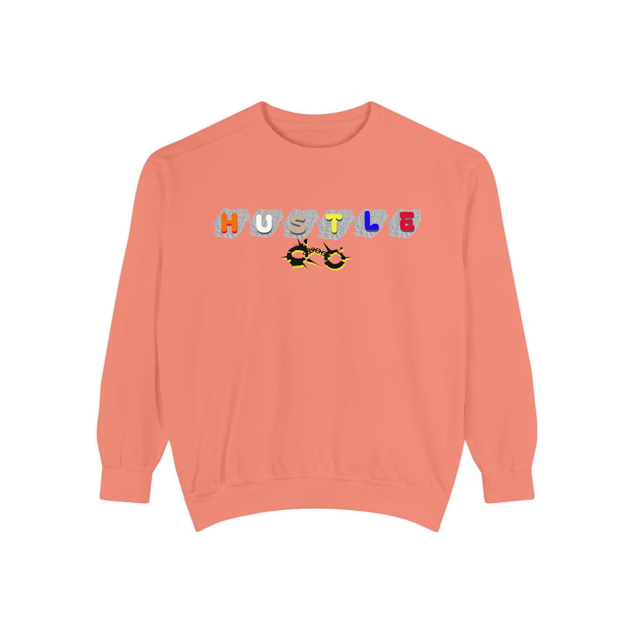 Hustle Block Letter Sweatshirt — Colorful Retro Graphic Crewneck