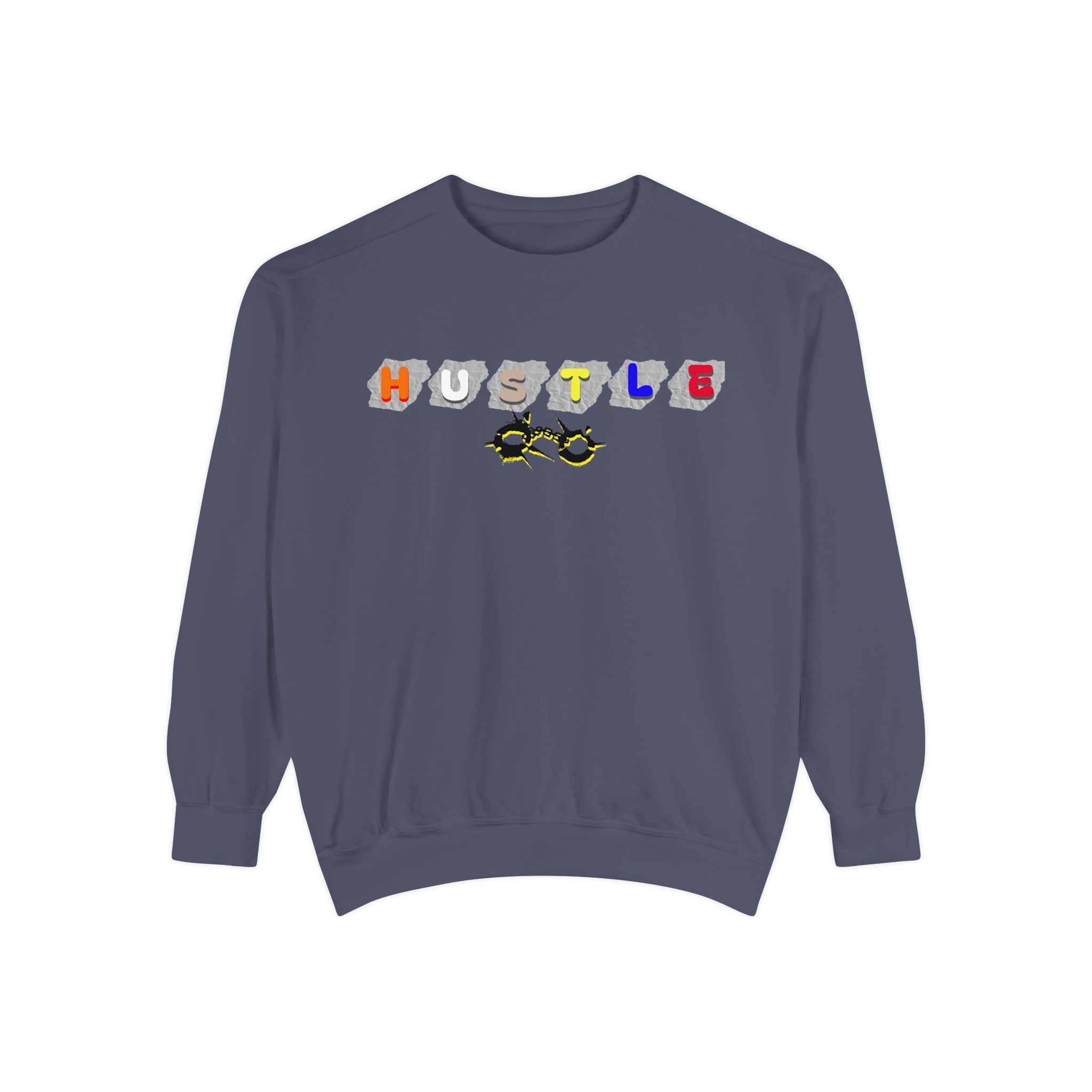 Hustle Block Letter Sweatshirt — Colorful Retro Graphic Crewneck