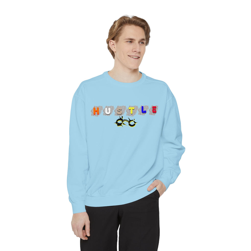 Hustle Block Letter Sweatshirt — Colorful Retro Graphic Crewneck
