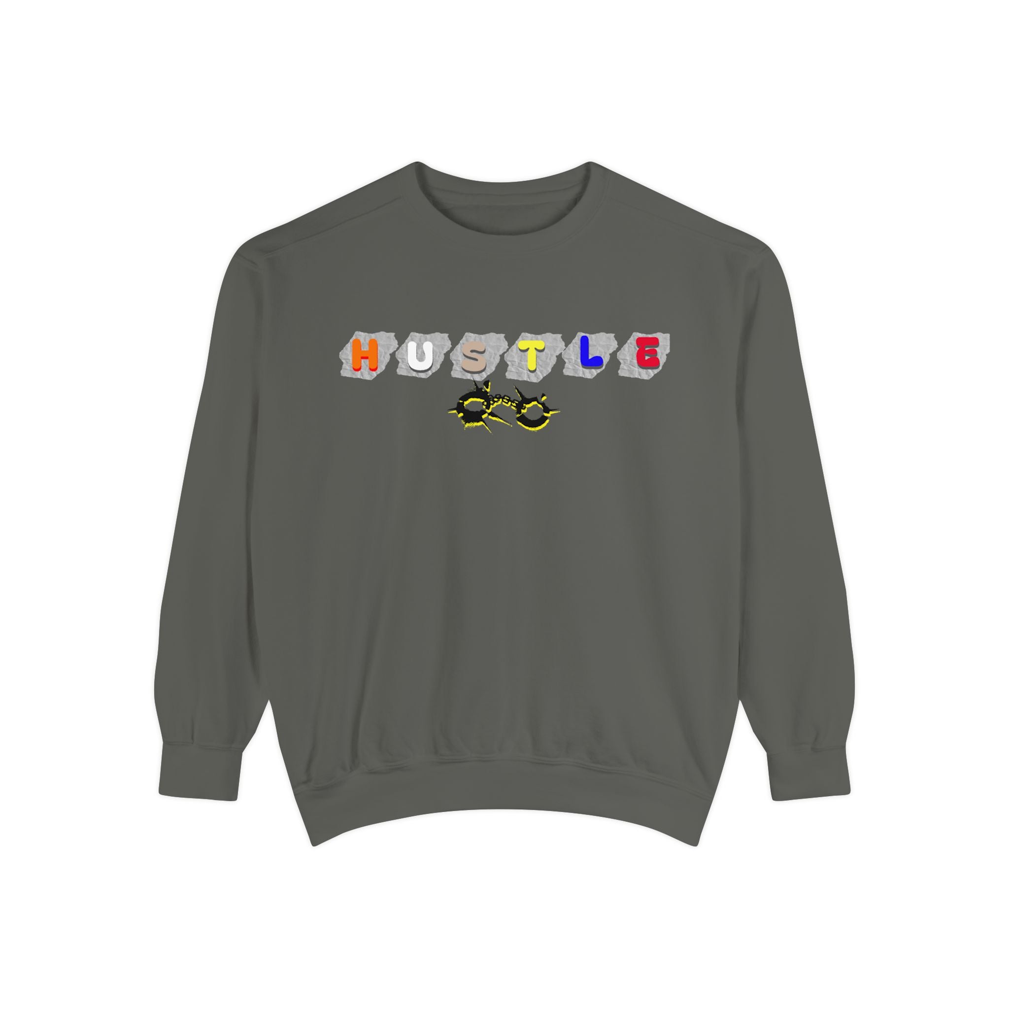 Hustle Block Letter Sweatshirt — Colorful Retro Graphic Crewneck