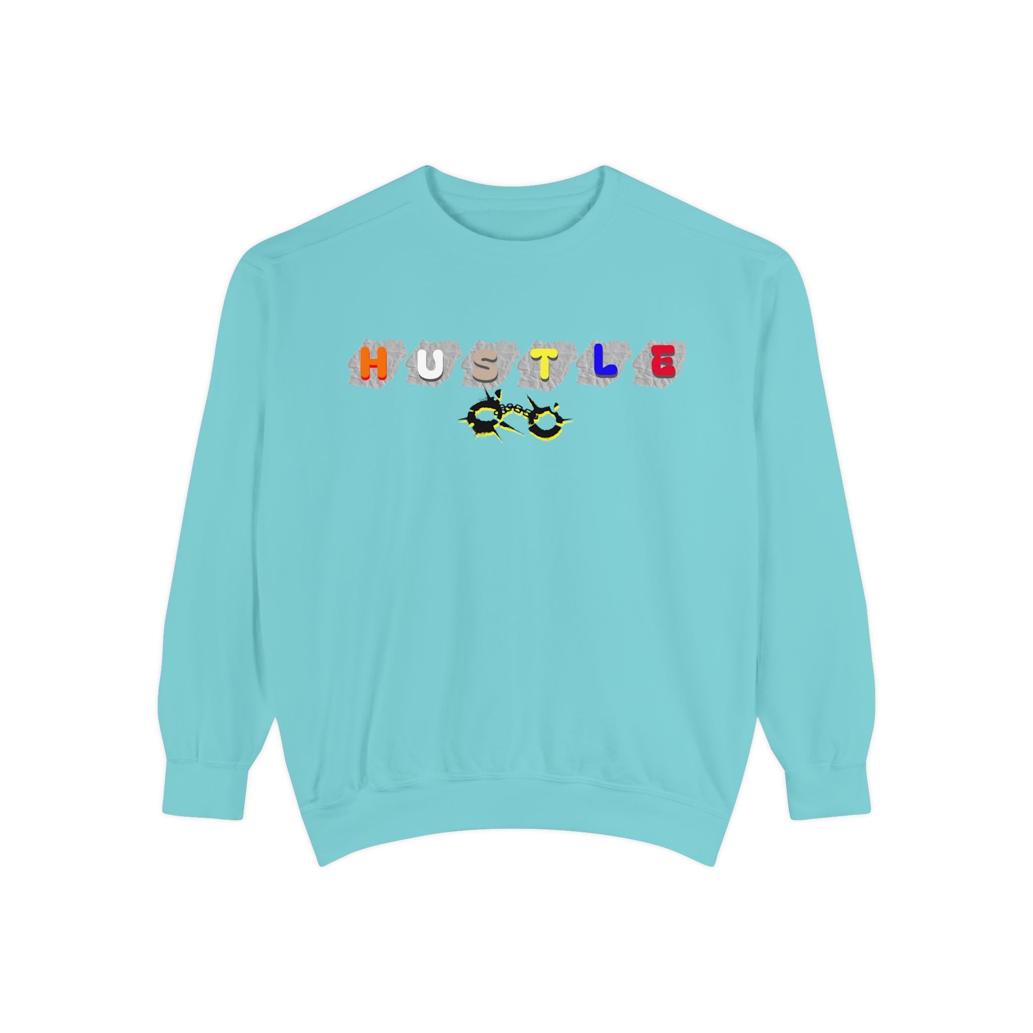 Hustle Block Letter Sweatshirt — Colorful Retro Graphic Crewneck