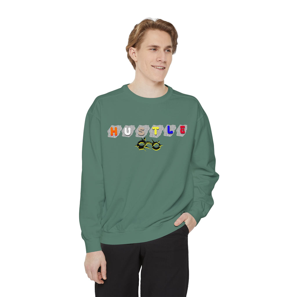 Hustle Block Letter Sweatshirt — Colorful Retro Graphic Crewneck