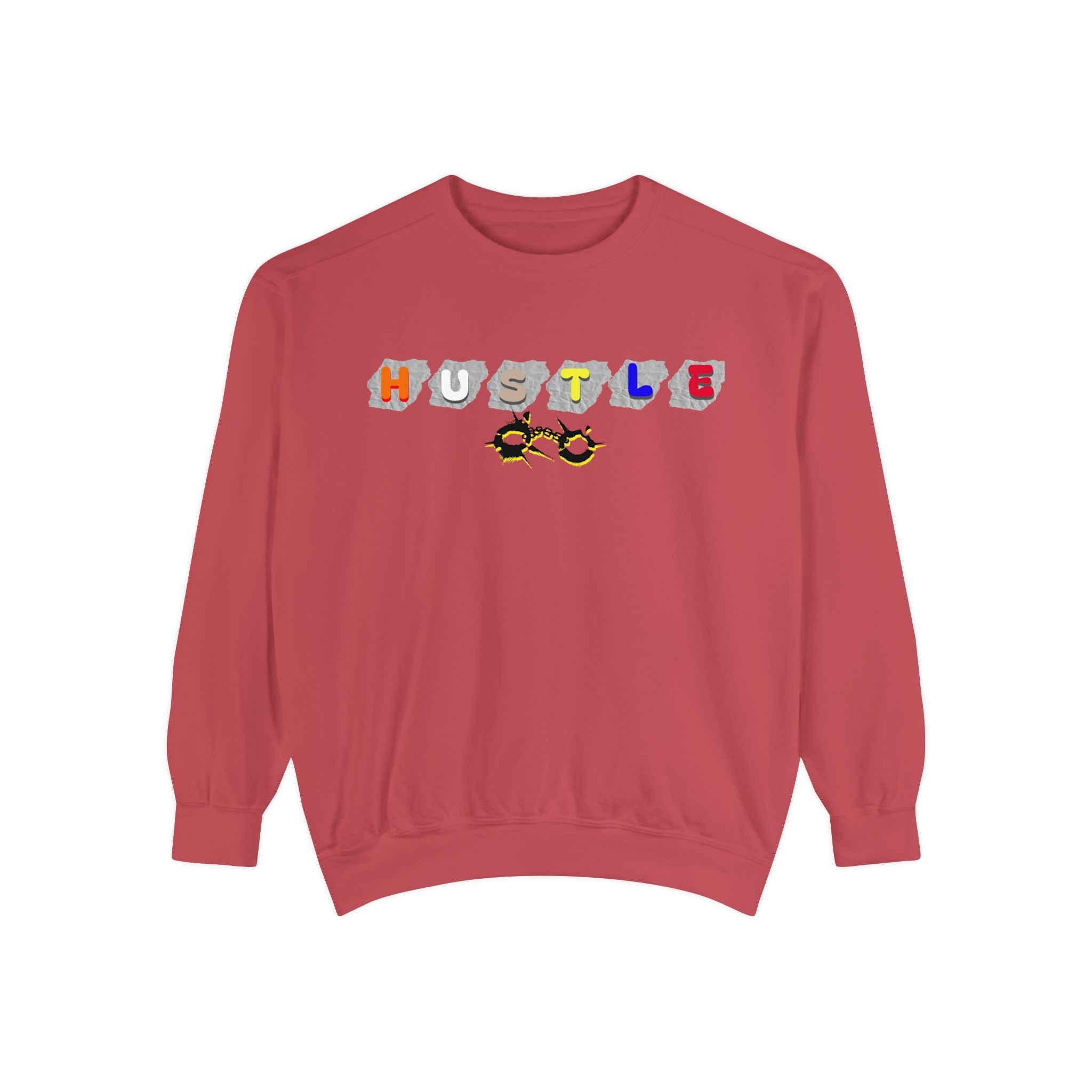 Hustle Block Letter Sweatshirt — Colorful Retro Graphic Crewneck