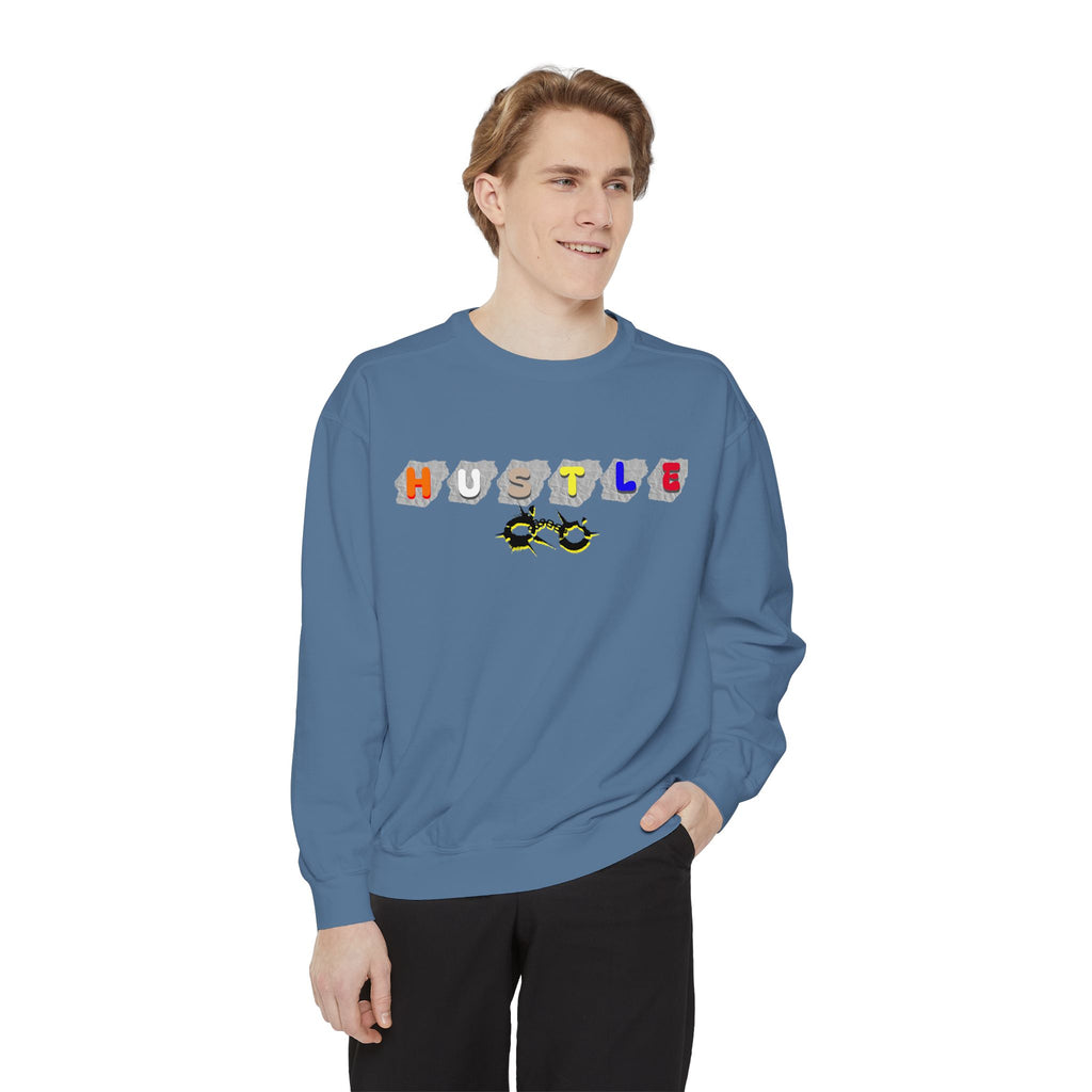 Hustle Block Letter Sweatshirt — Colorful Retro Graphic Crewneck